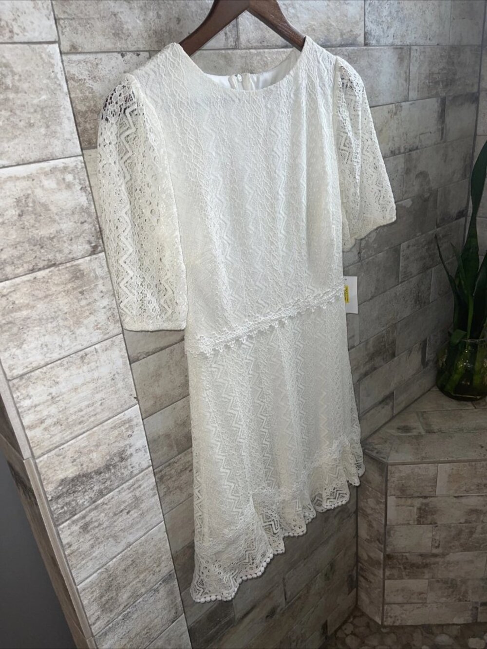 B. Darlin Junior dress Size 5/6 Lace Boho Ivory Off- White New With Tags - Picture 3 of 4